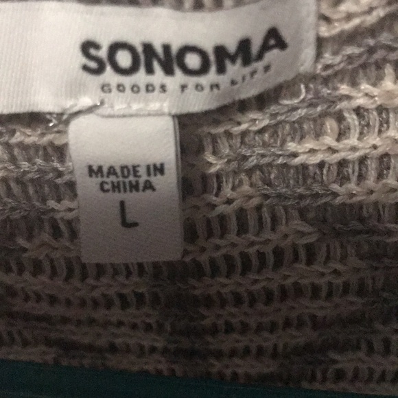 Cardigan sweater with fringe. Sonoma brand. Fringe hem.Gray - Picture 3 of 4